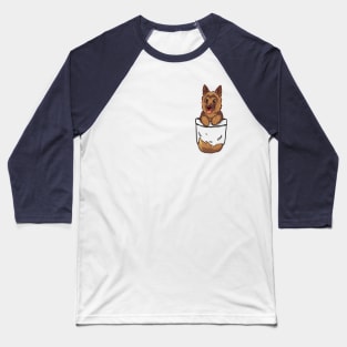 Pocket Cute German Shepherd Alsatian Dog Baseball T-Shirt